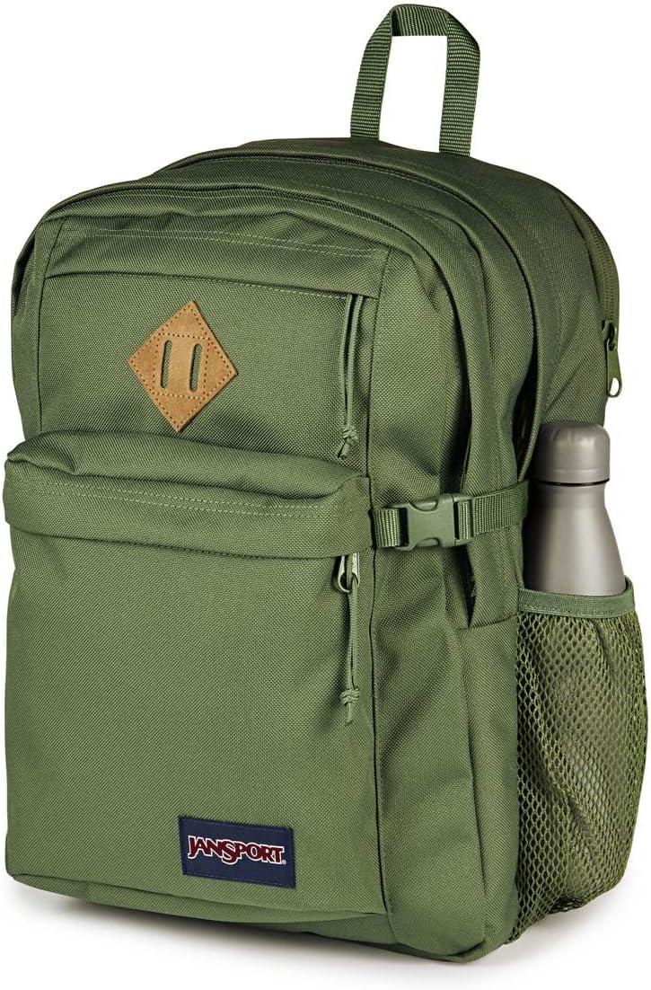 imageJanSport Main Campus FX Backpack  Travel or Work Bag w 15Inch Laptop Pack with Leather Trim BlackCargo Green