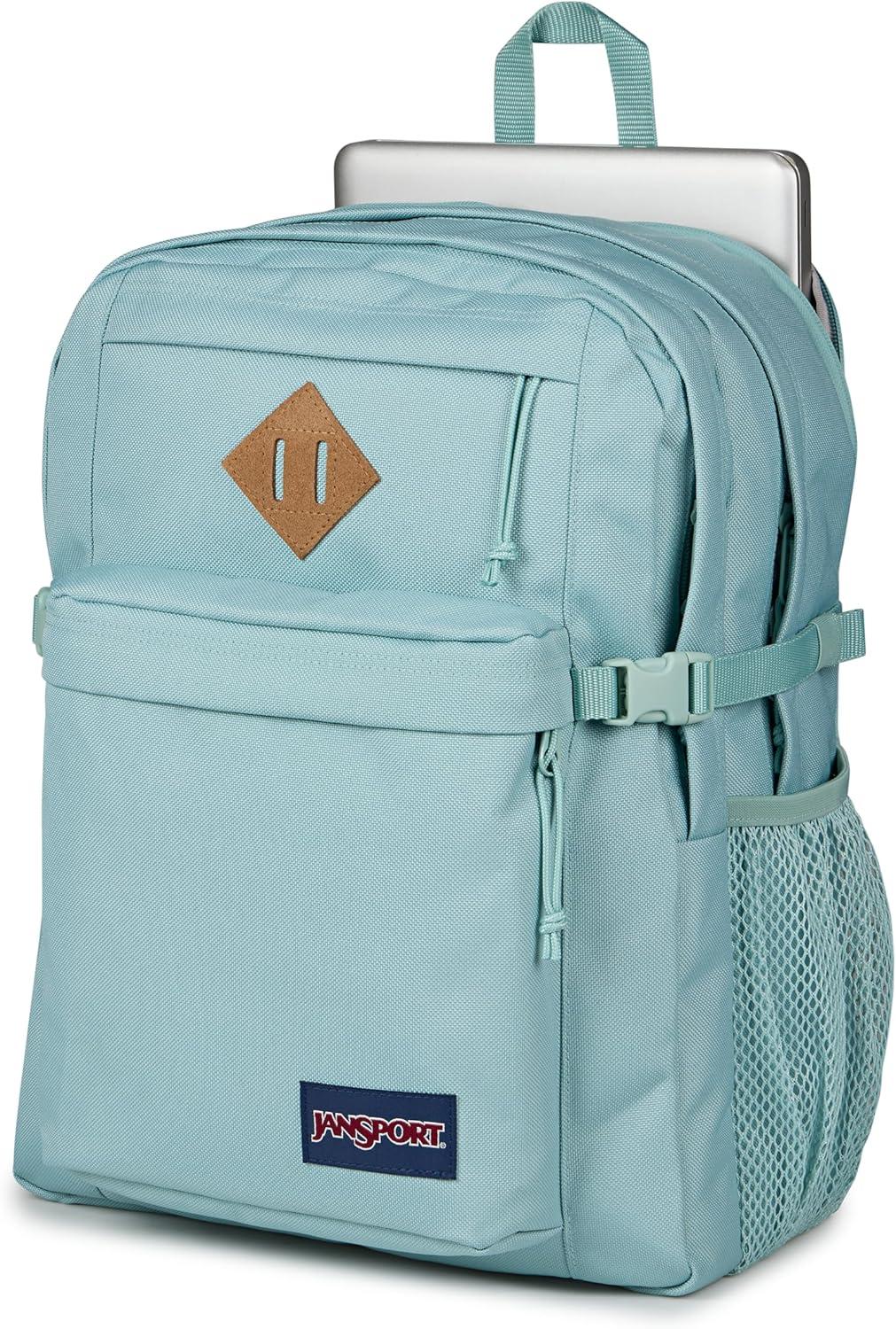 imageJanSport Main Campus FX Backpack  Travel or Work Bag w 15Inch Laptop Pack with Leather Trim BlackFaded Sage