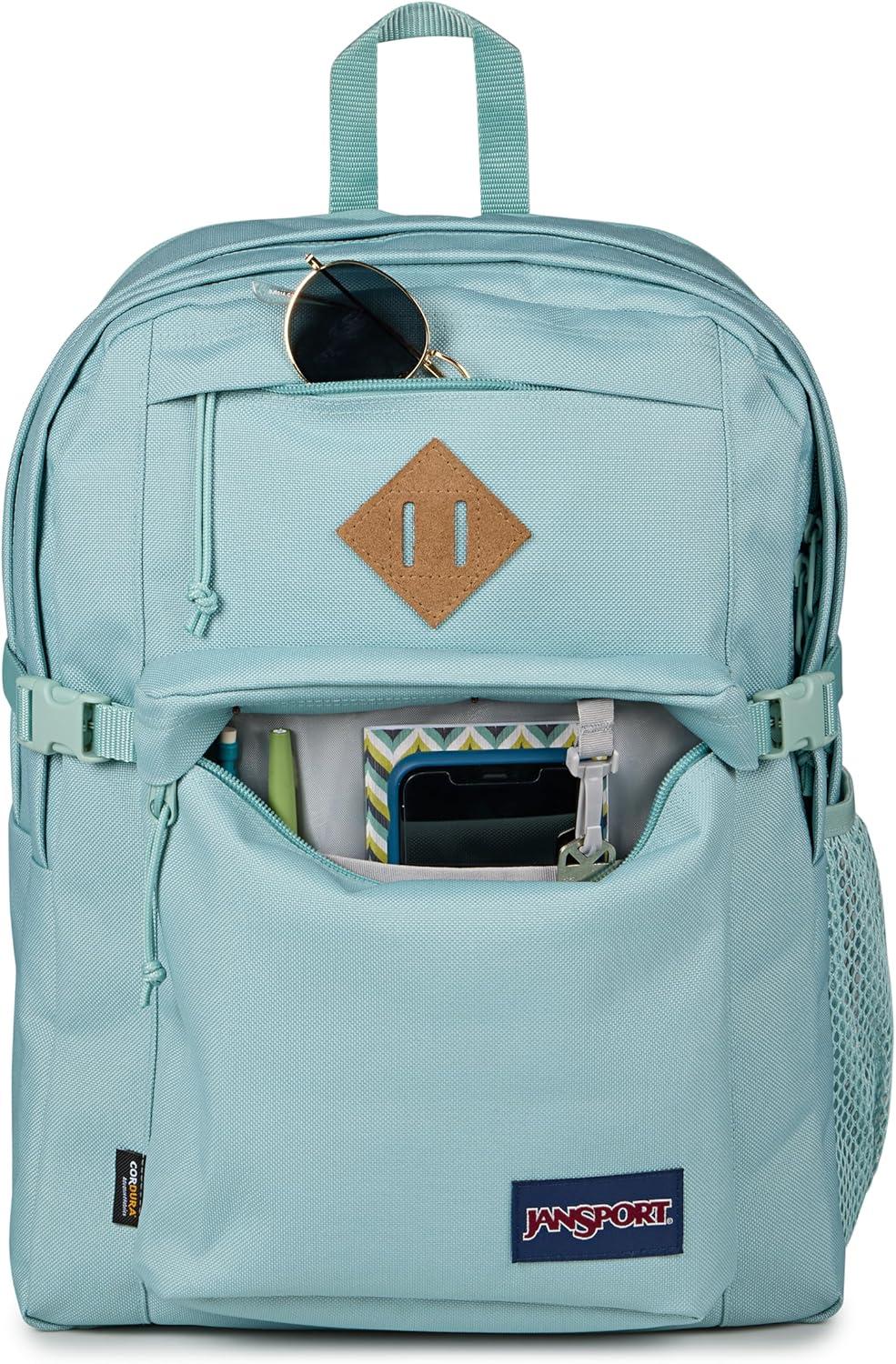 imageJanSport Main Campus FX Backpack  Travel or Work Bag w 15Inch Laptop Pack with Leather Trim BlackFaded Sage