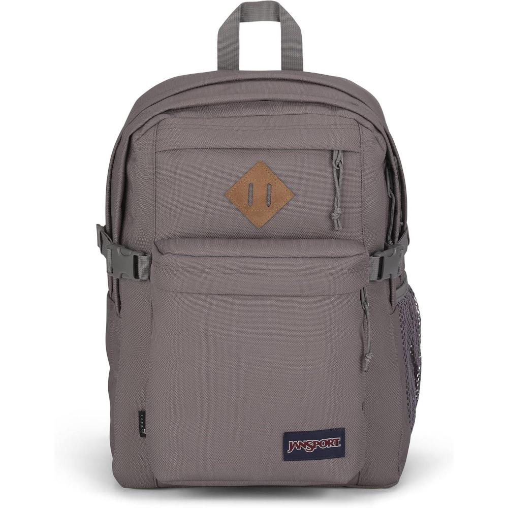 imageJanSport Main Campus FX Backpack  Travel or Work Bag w 15Inch Laptop Pack with Leather Trim BlackGraphite Grey