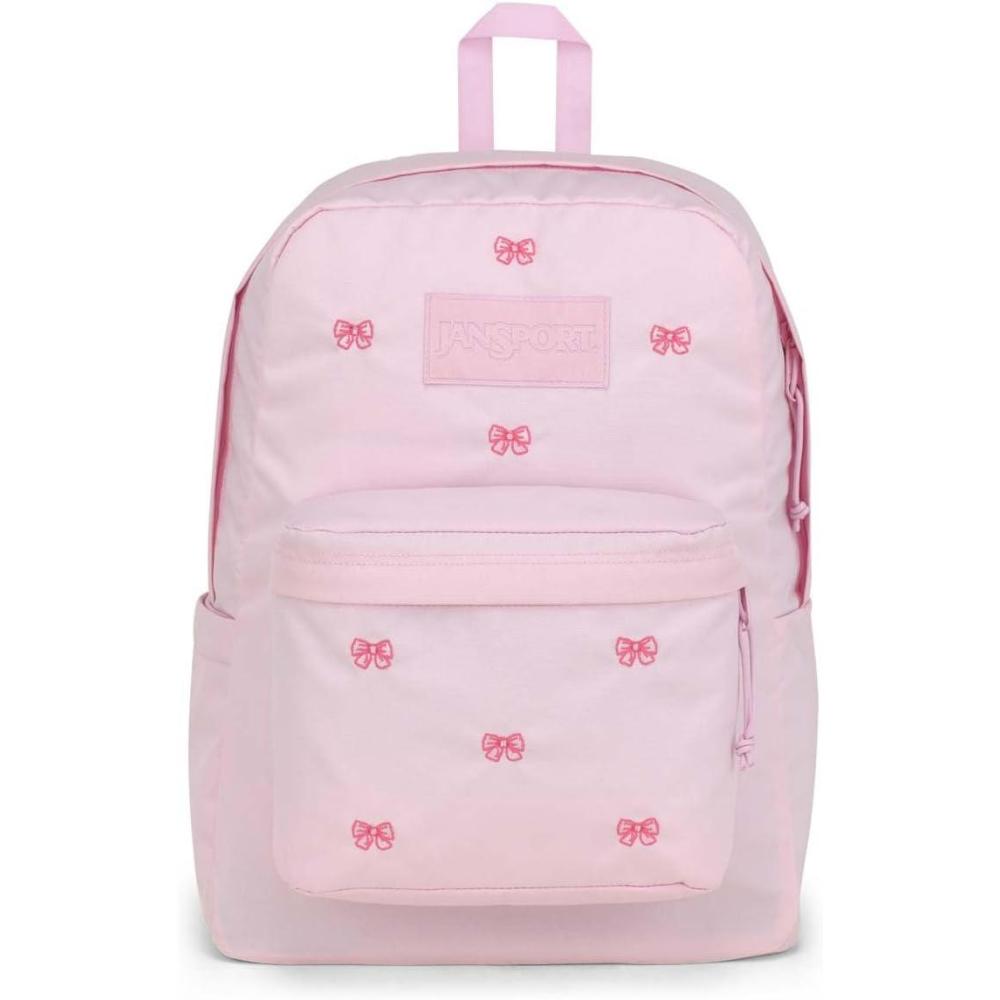 imageJanSport Superbreak Plus FX Backpack  Work Travel or Laptop Bag with Water Bottle Pocket  Surreal Corduroy CoconutEmbroidered Bows