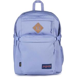 JanSport Main Campus FX Backpack – Travel or Work Bag w 15-Inch Laptop Pack with Leather Trim, Black(Lavender Ash)