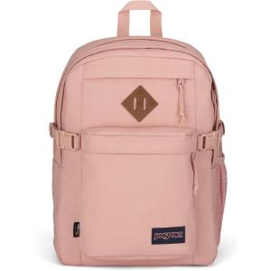 JanSport Main Campus FX Backpack – Travel or Work Bag w 15-Inch Laptop Pack with Leather Trim, Black(Misty Rose)