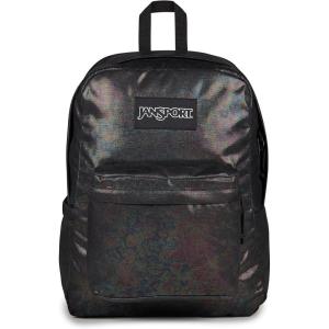 JanSport Superbreak Plus FX Backpack – Work, Travel, or Laptop Bag with Water Bottle Pocket – Surreal Corduroy Coconut(Oil Slick Black)