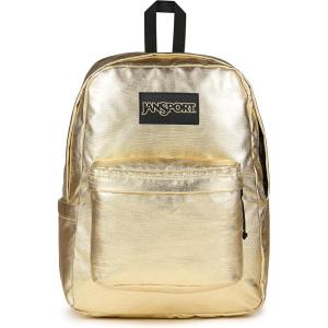 JanSport Superbreak Plus FX Backpack – Work, Travel, or Laptop Bag with Water Bottle Pocket – Surreal Corduroy Coconut(Surreal Shine Gold)