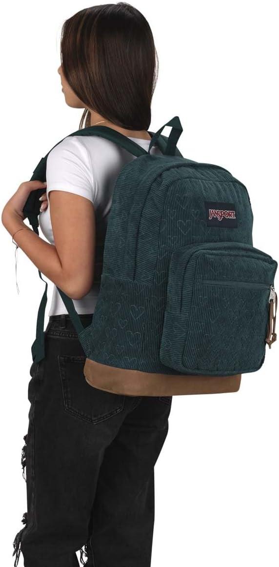 imageJanSport Right Pack Expressions Backpack  Travel Work or Laptop Bag  Curry CorduroyEmbossed Hearts Green