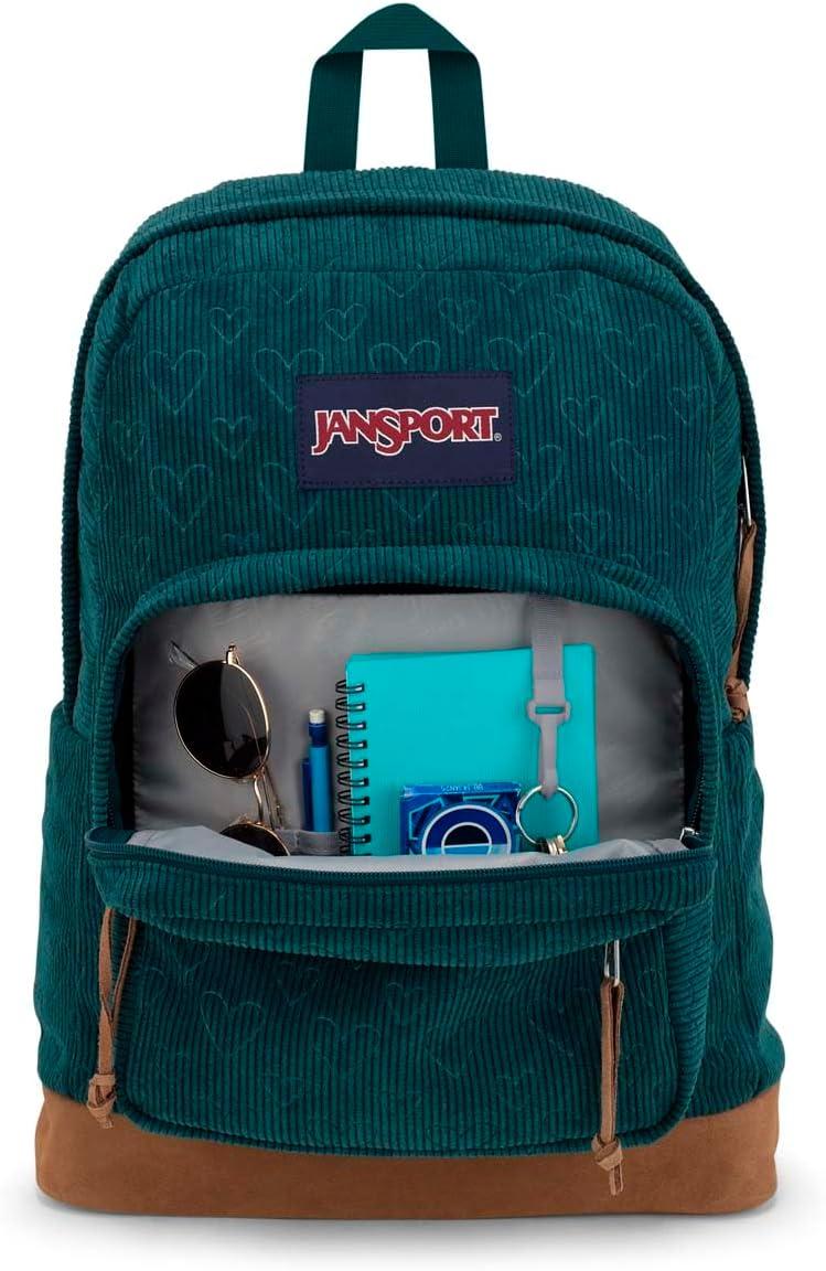 imageJanSport Right Pack Expressions Backpack  Travel Work or Laptop Bag  Curry CorduroyEmbossed Hearts Green