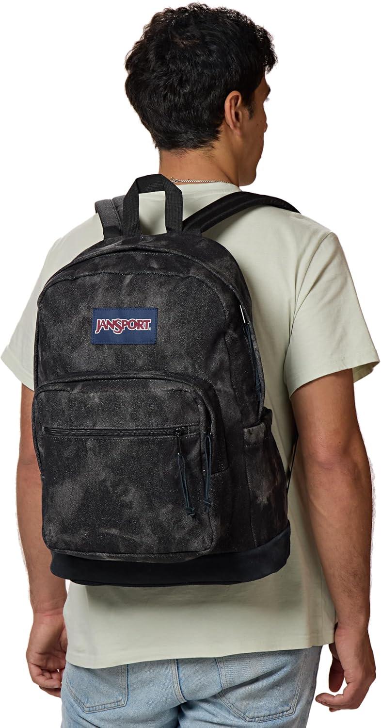 imageJanSport Right Pack Expressions Backpack  Main Compartment 15inch Padded Laptop Compartment Side Water Bottle Pocket Utility Pocket with Zippered Rain Flap Denim Wash BlackDenim Wash Black