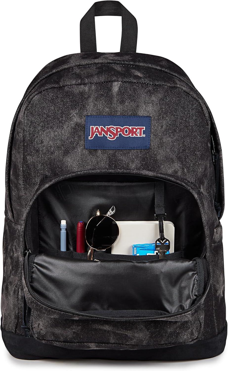imageJanSport Right Pack Expressions Backpack  Main Compartment 15inch Padded Laptop Compartment Side Water Bottle Pocket Utility Pocket with Zippered Rain Flap Denim Wash BlackDenim Wash Black