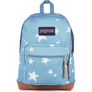 JanSport Right Pack Expressions Backpack – Main Compartment, 15-inch Padded Laptop Compartment, Side Water Bottle Pocket, Utility Pocket with Zippered Rain Flap, Denim Wash Black(Discharge Denim Star)