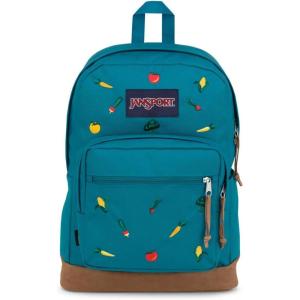 JanSport Right Pack Expressions Backpack – Main Compartment, 15-inch Padded Laptop Compartment, Side Water Bottle Pocket, Utility Pocket with Zippered Rain Flap, Denim Wash Black(Embroidered Veggies)